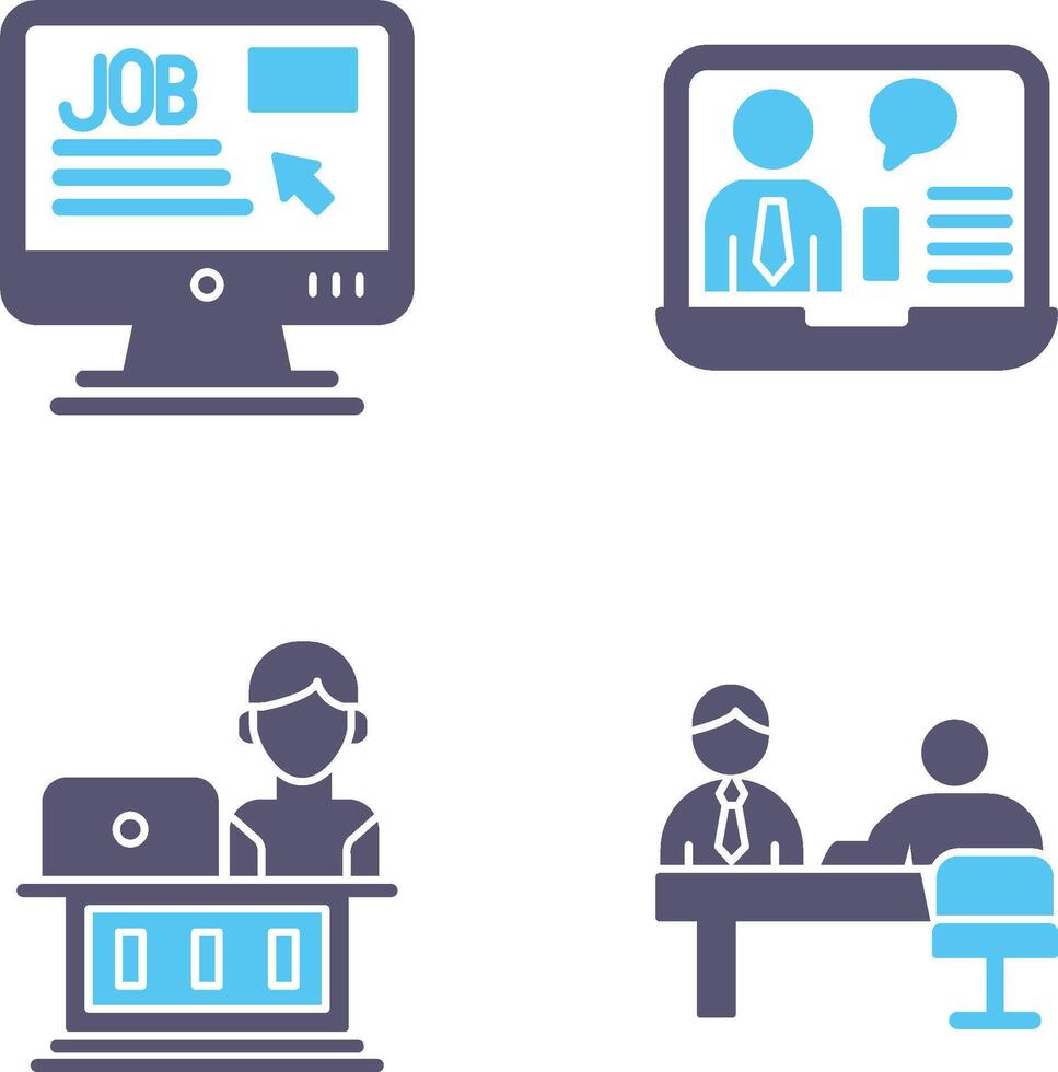 Online Job and Online Job Interview Icon vector