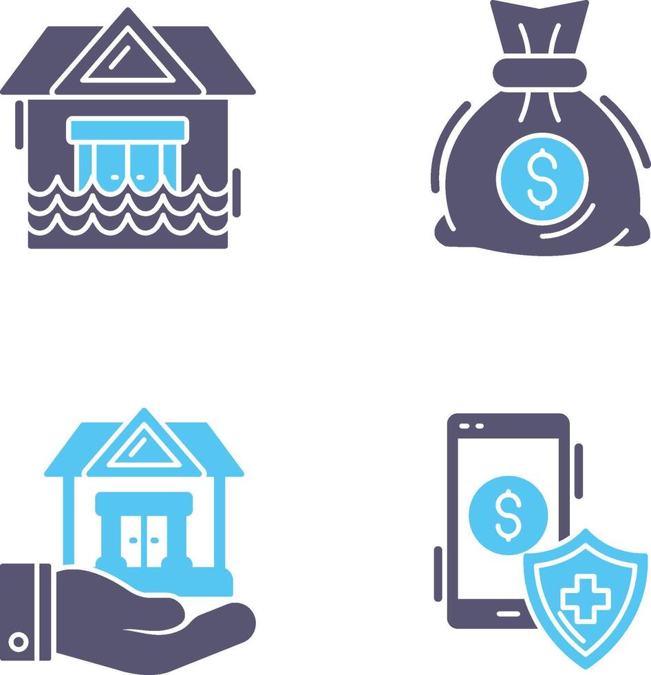 Natural Disaster and Money Bag Icon vector