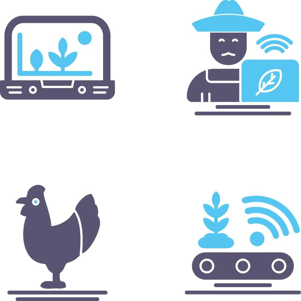 Smart Farm and Farmer Icon vector