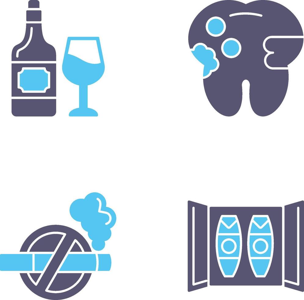 vino y caries icono vector