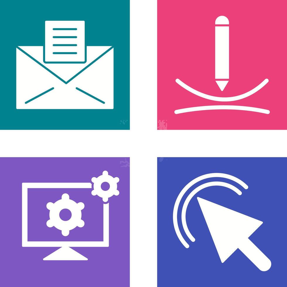 email documents and draw curve Icon vector