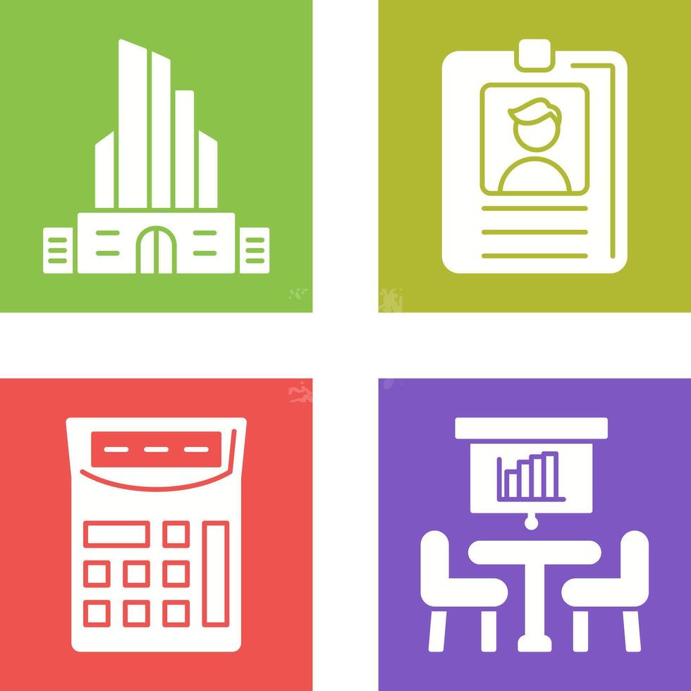 Id Card and Office Building Icon vector