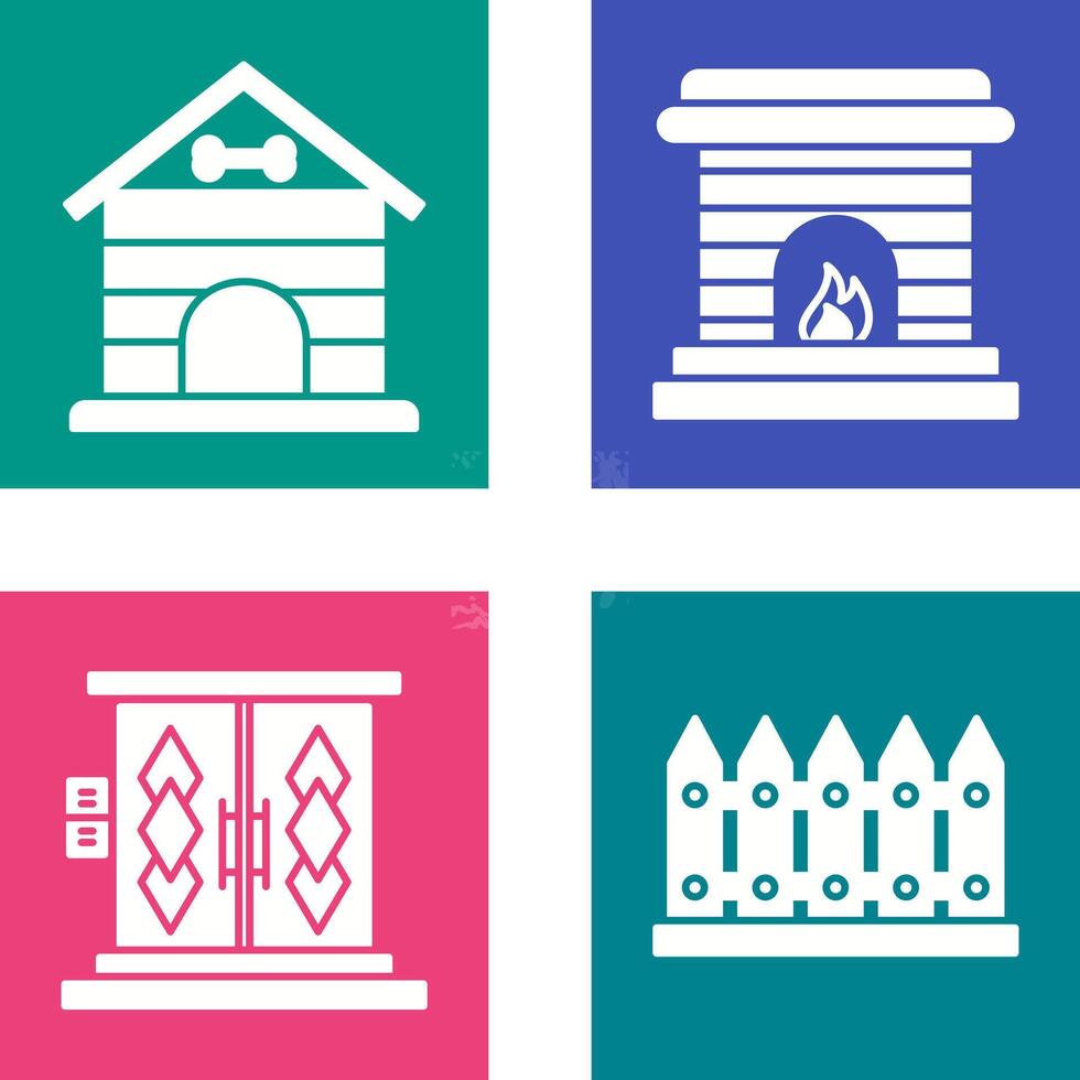 Dog House and Fireplace Icon vector
