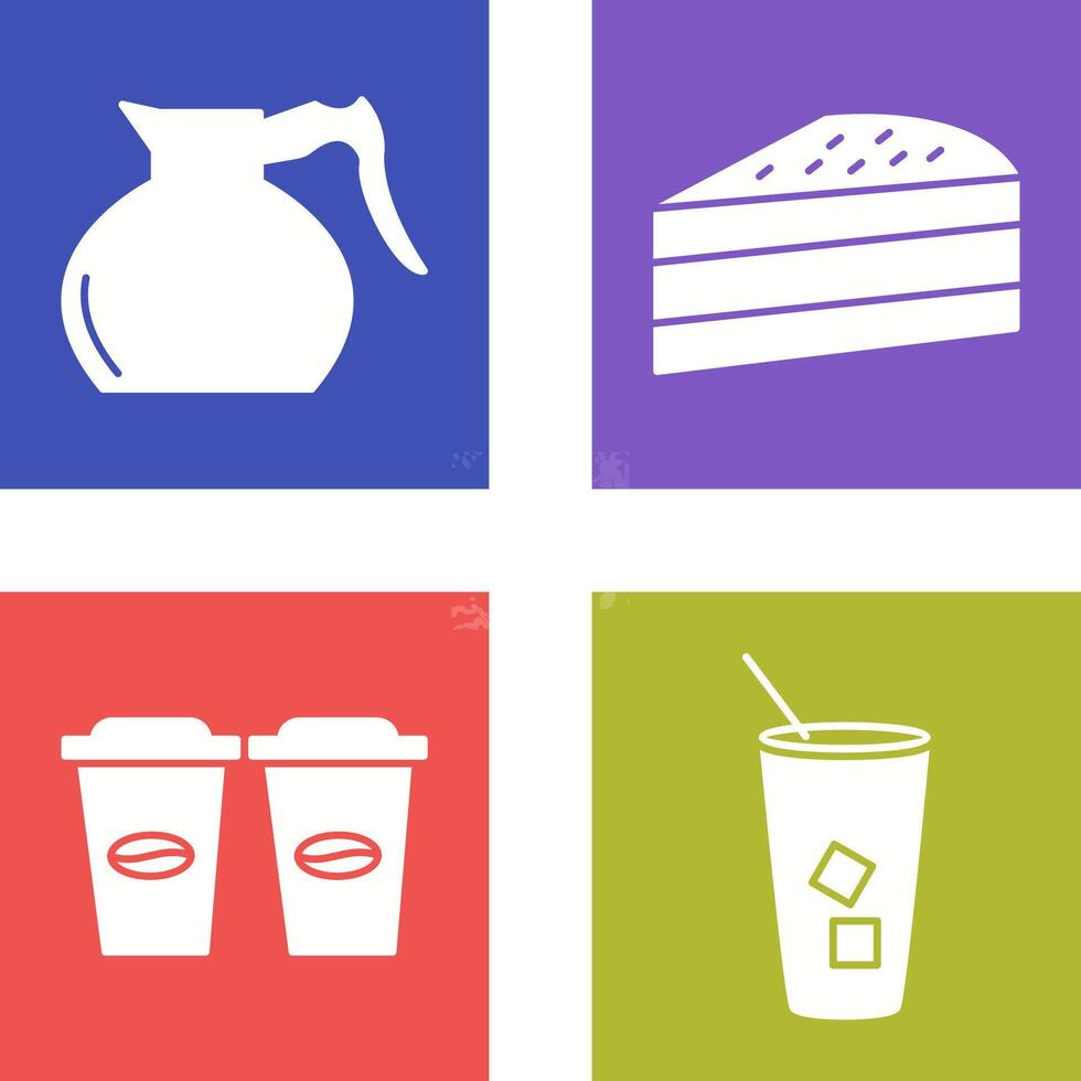 cake slice and coffee pot Icon vector