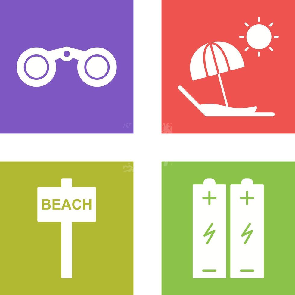 Binoculars and beach Icon vector
