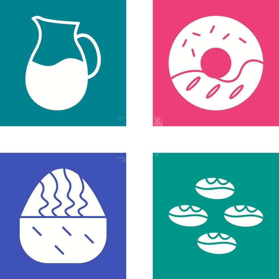 milk jug and cream doughnut Icon vector