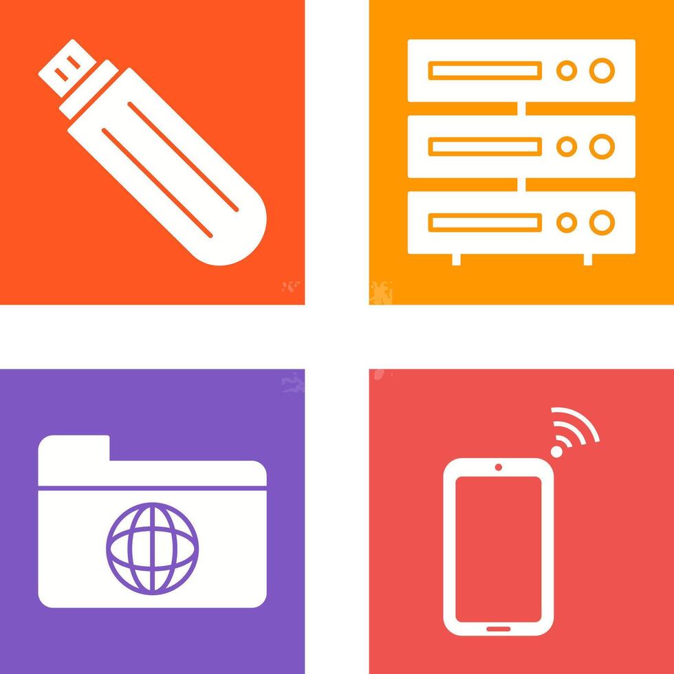 usb drive and server Icon vector