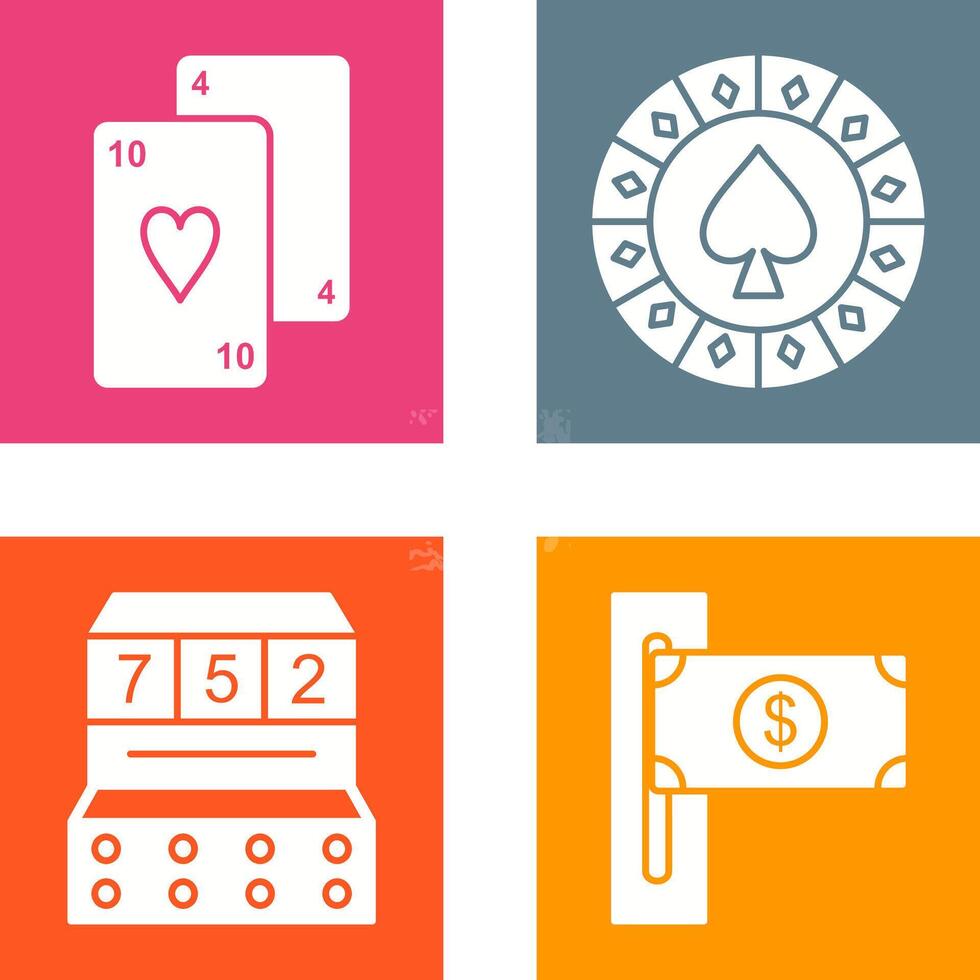 playing cards and spade chips Icon vector