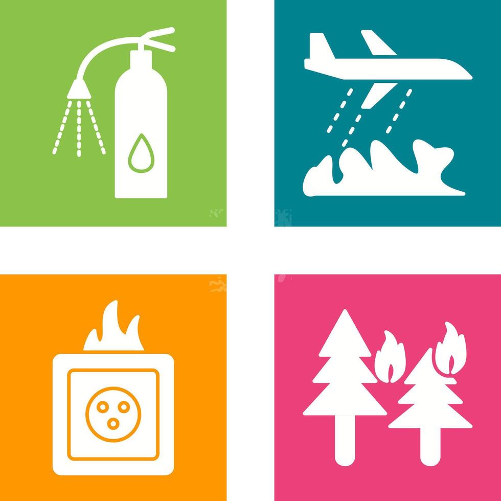 using extinguisher and firefighter plane Icon vector