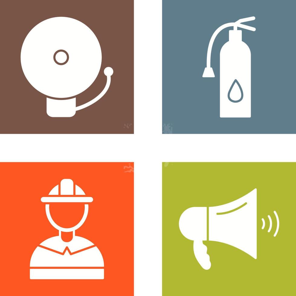 alarm and fire extinguisher Icon vector