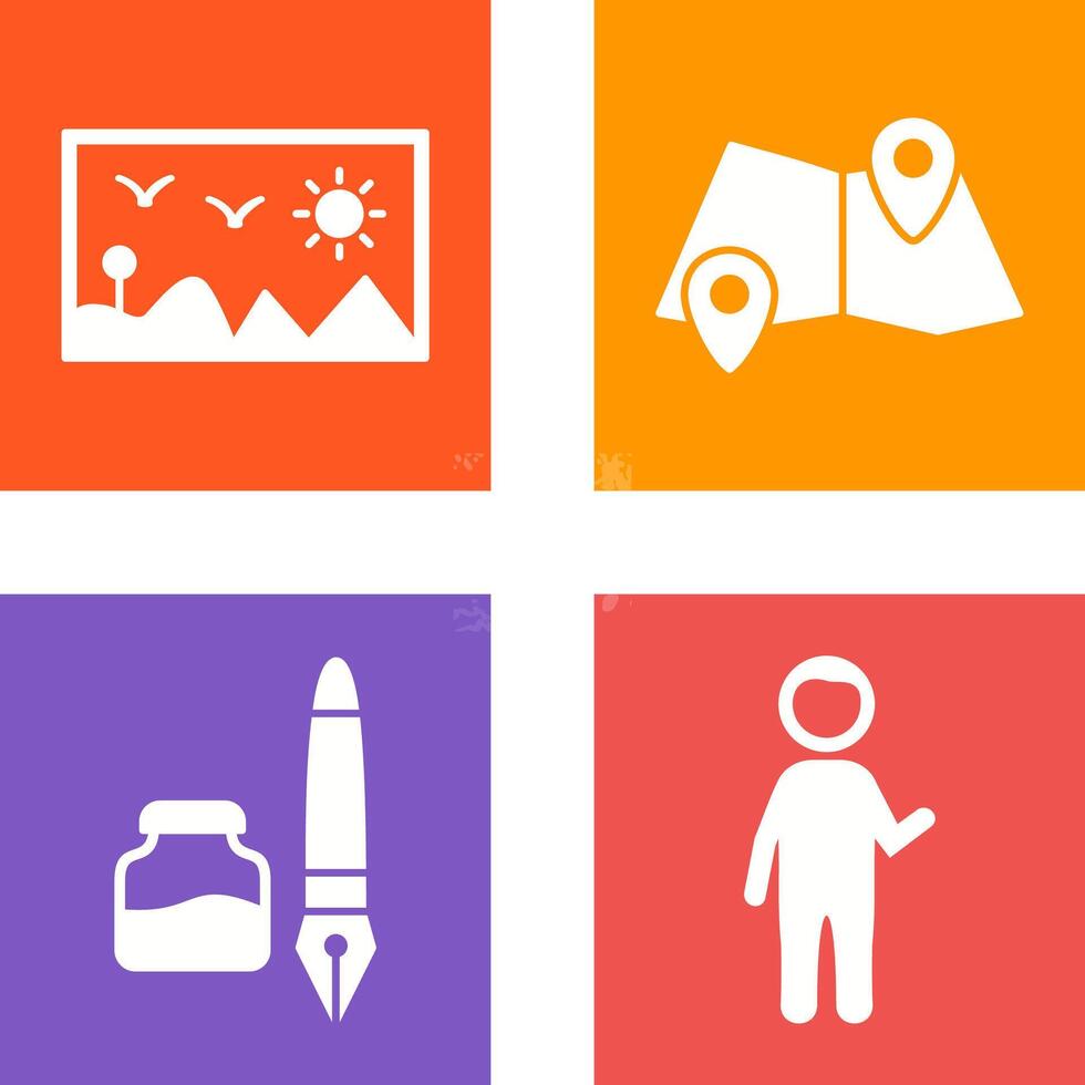 Painting Exhibit and Folded Icon vector