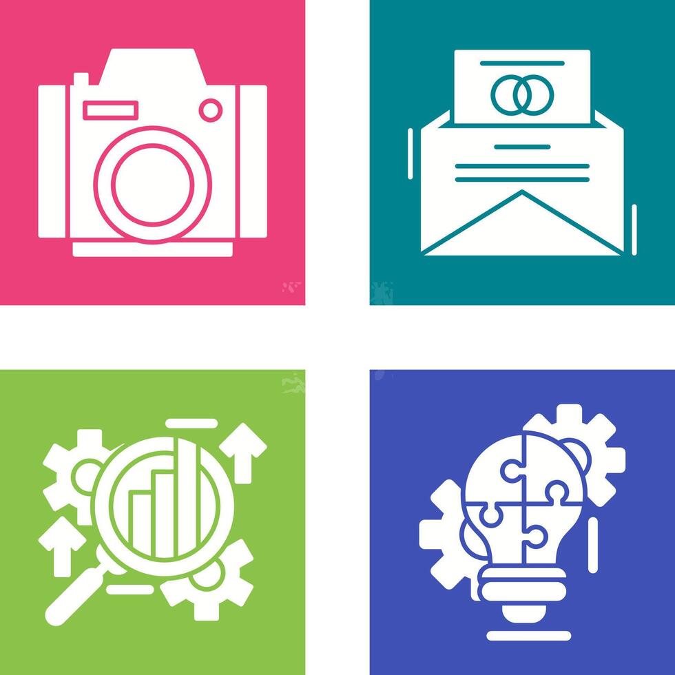 Photo Camera and Invitation Card Icon vector