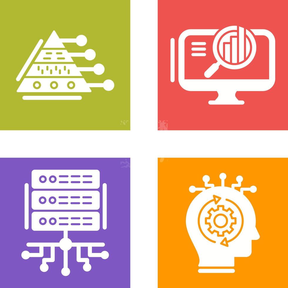 Pyramid Graph and Search Icon vector