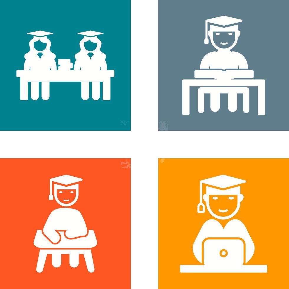 Combined Study and Studying on Desk Icon vector