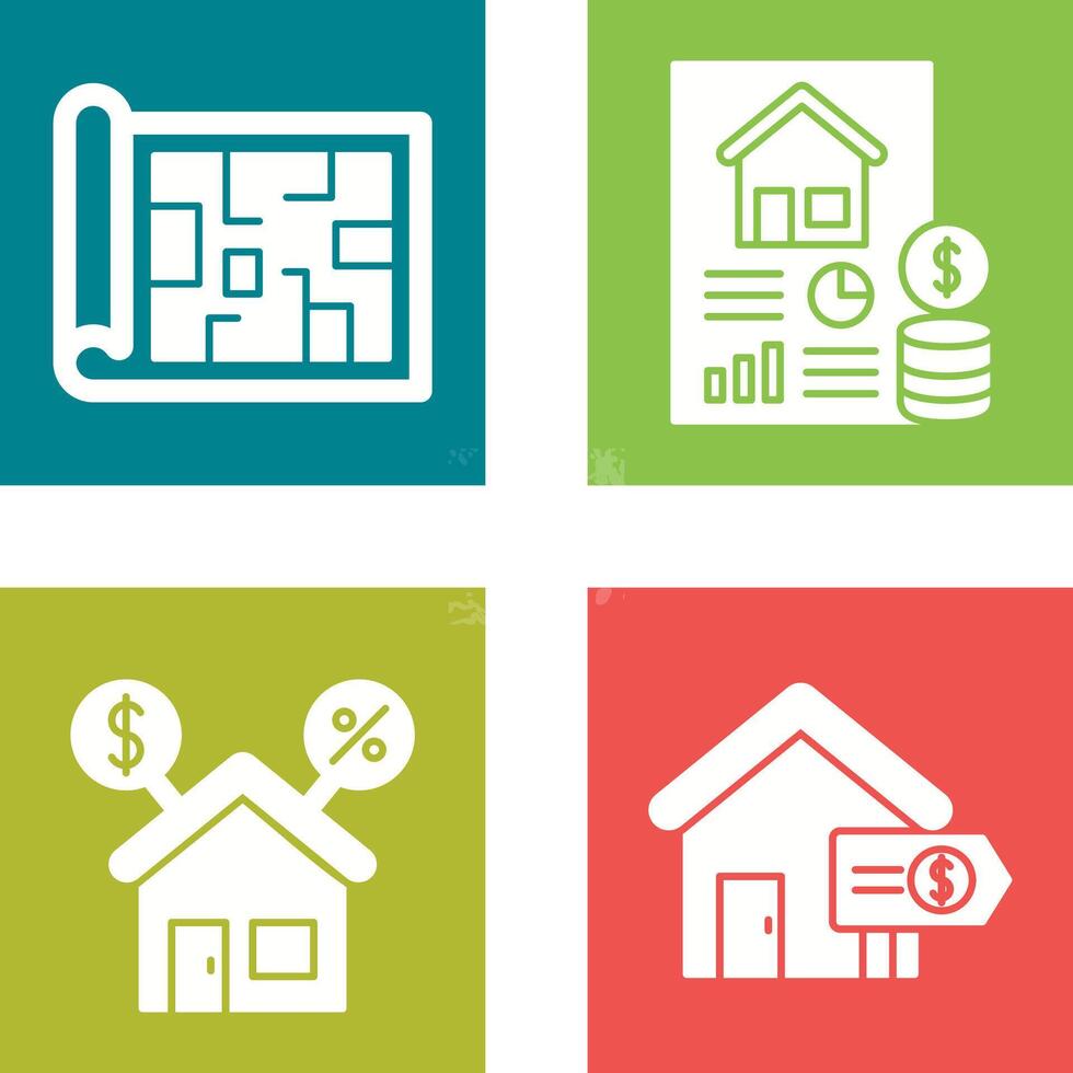 Blueprint and loan Icon vector