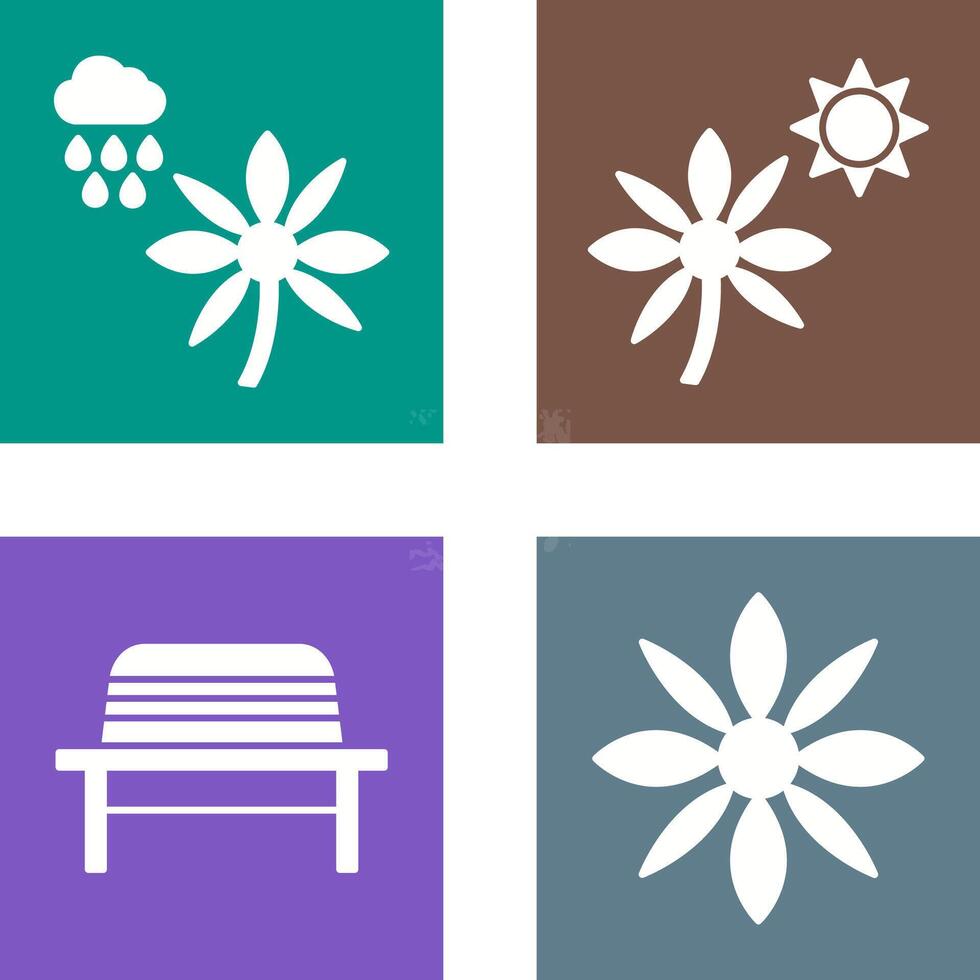 Flower with rain and Flower Icon vector
