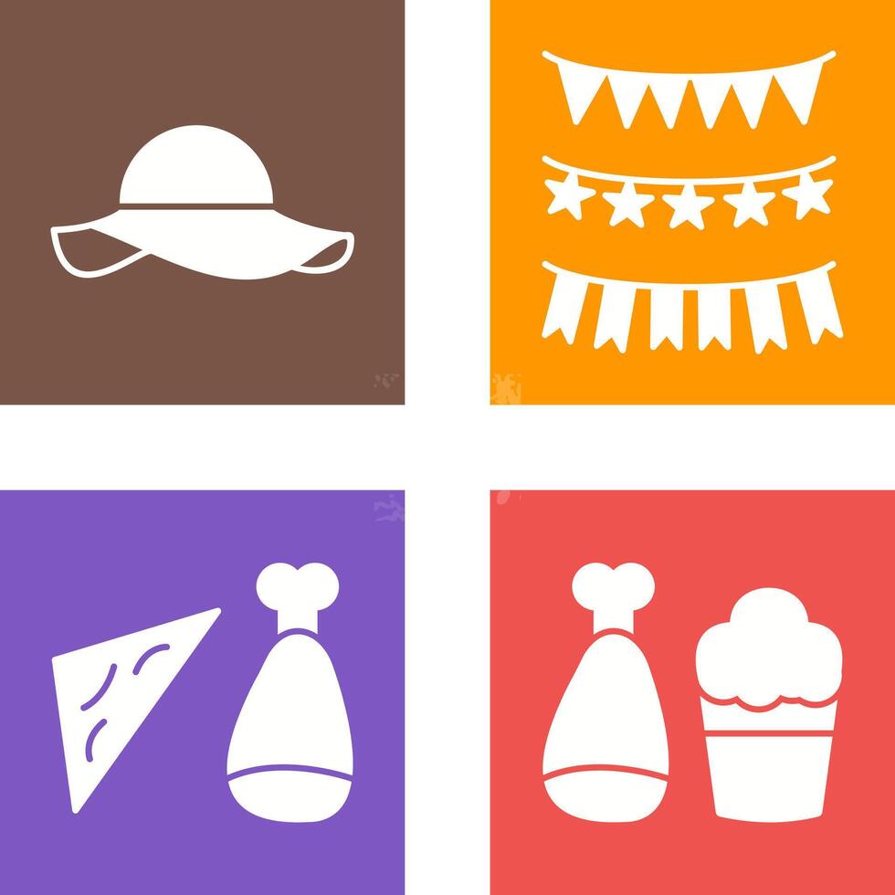 Garlands and Woman Hat Icon vector