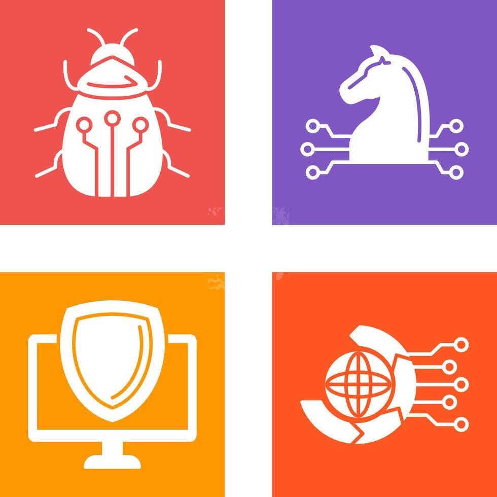 Bug and Trojan Icon vector