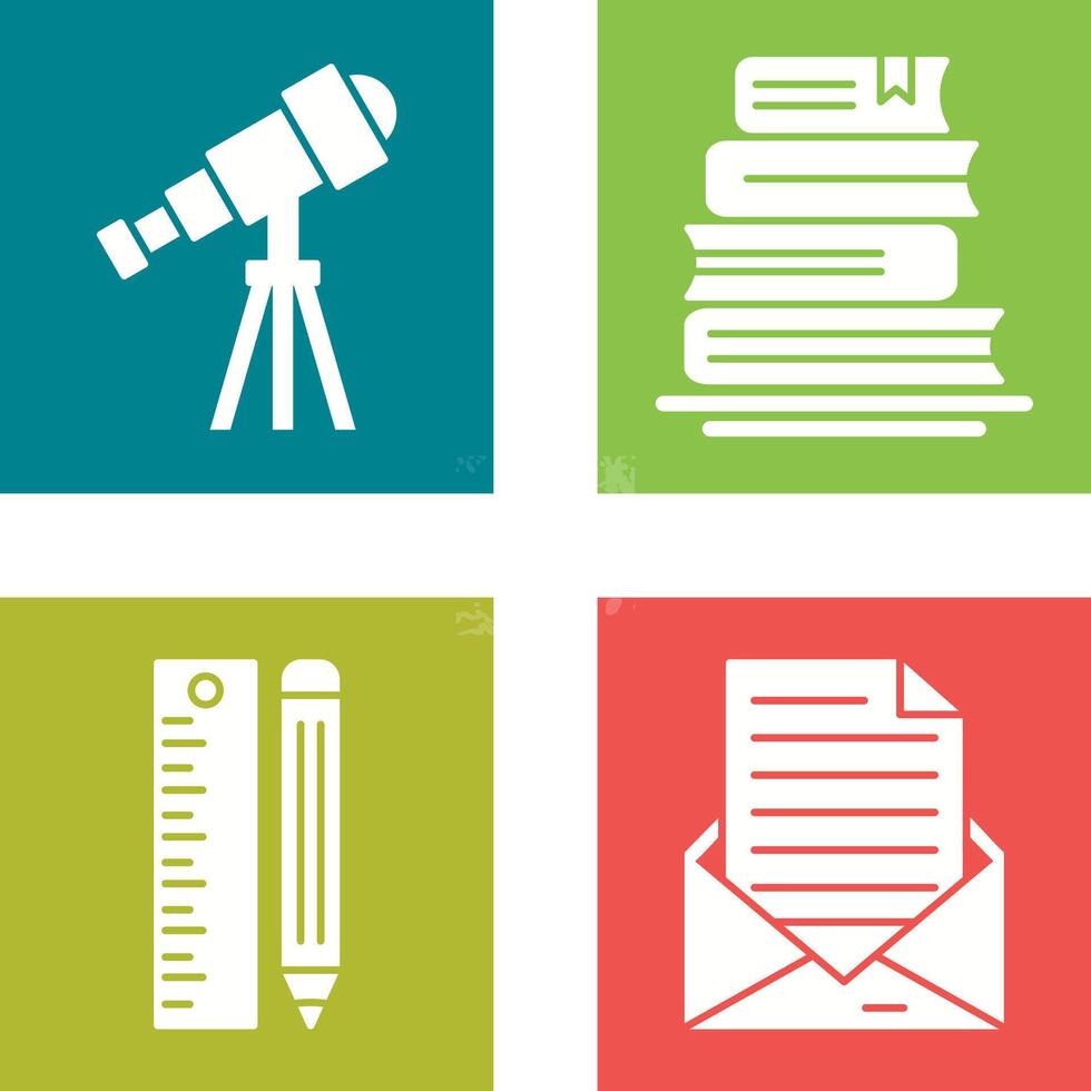 Telescope and BooksSnack and Money Icon vector