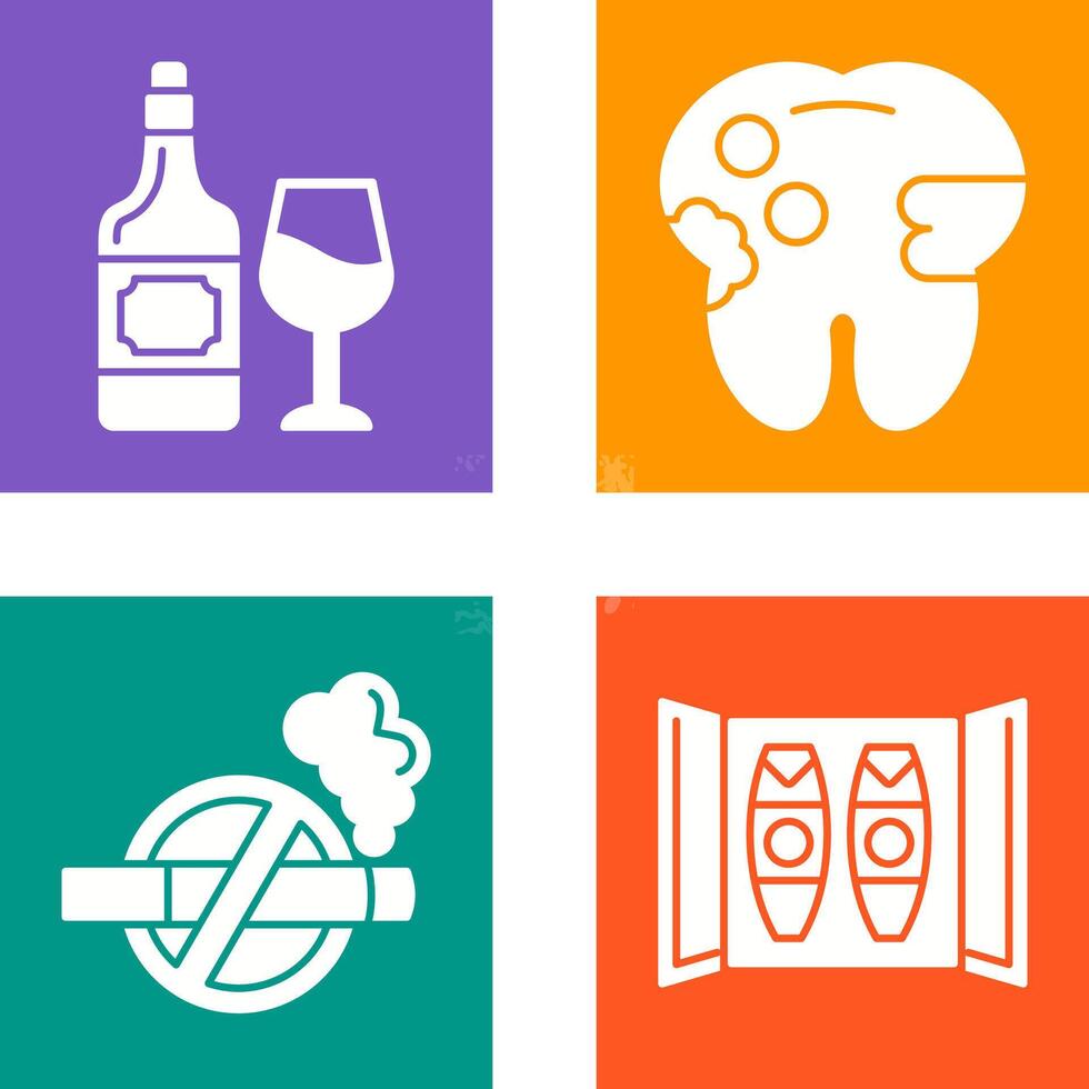 vino y caries icono vector