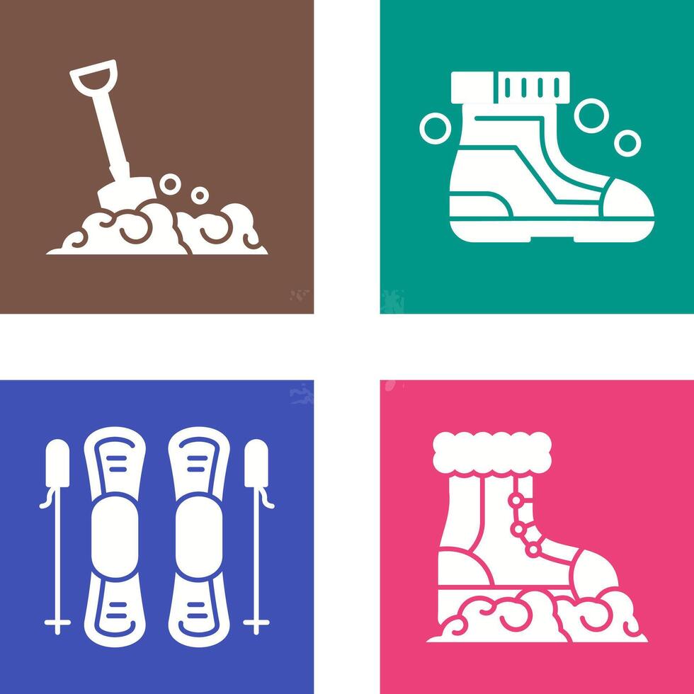 Shovel and Ski Boots Icon vector