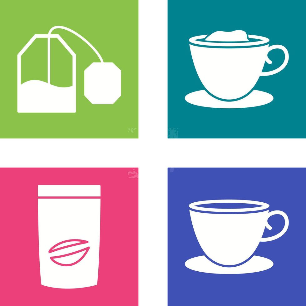 tea bag and creamy coffee Icon vector