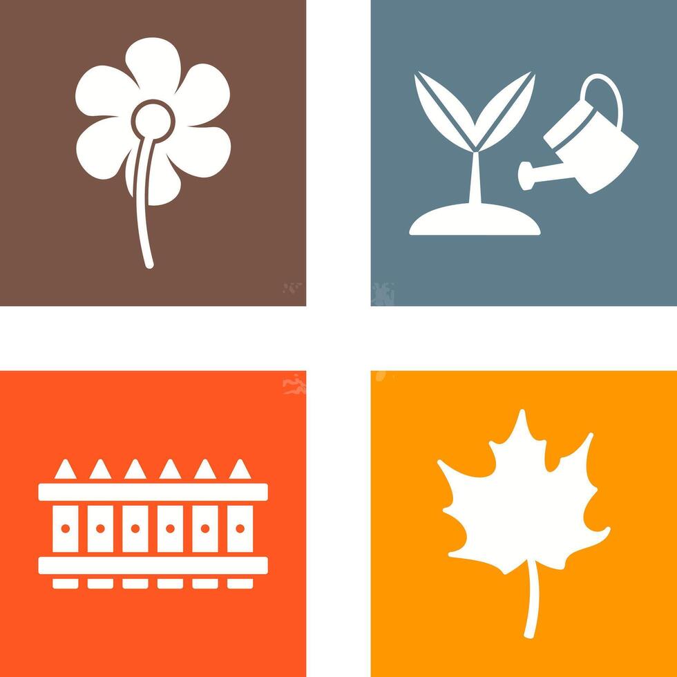 Small flowers and Growing Plant Icon vector