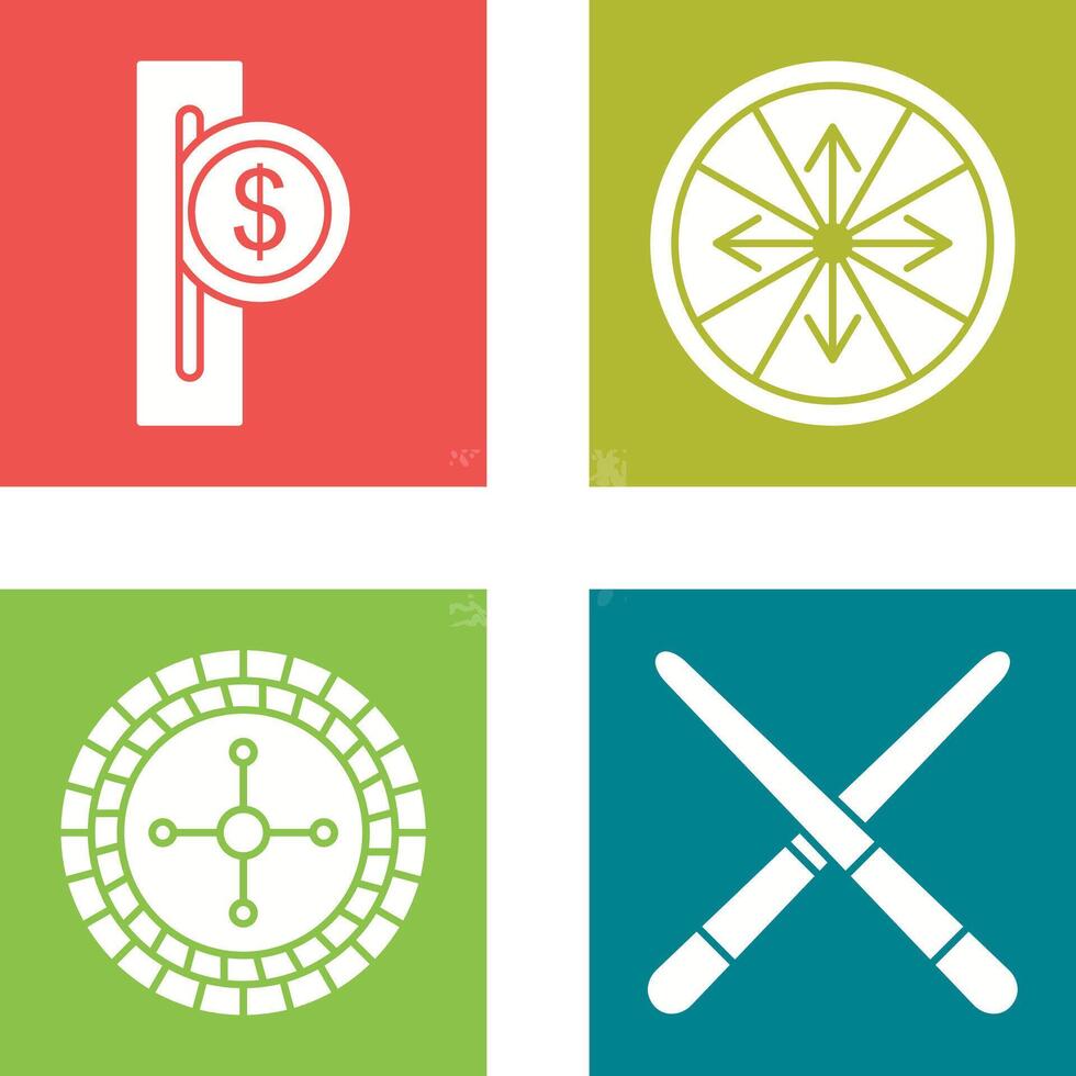 slot for coins and roulette With arrows Icon vector