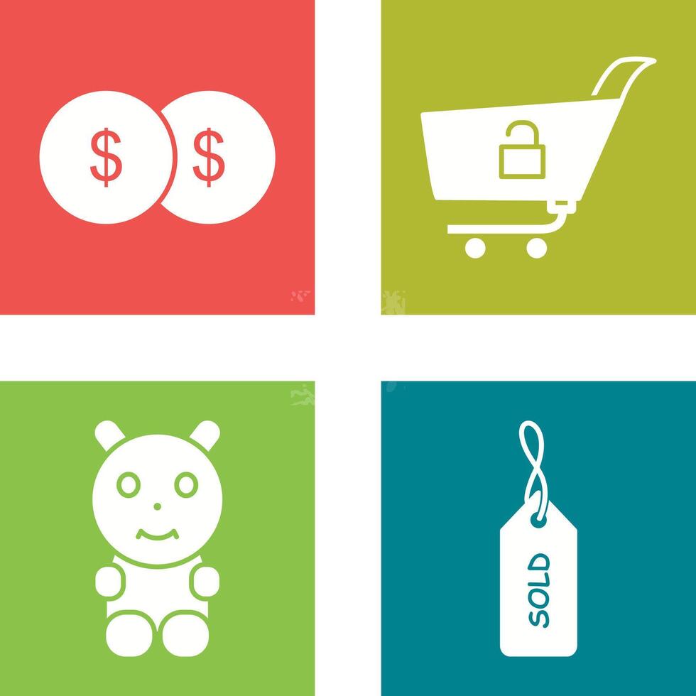 coins and unlock cart Icon vector