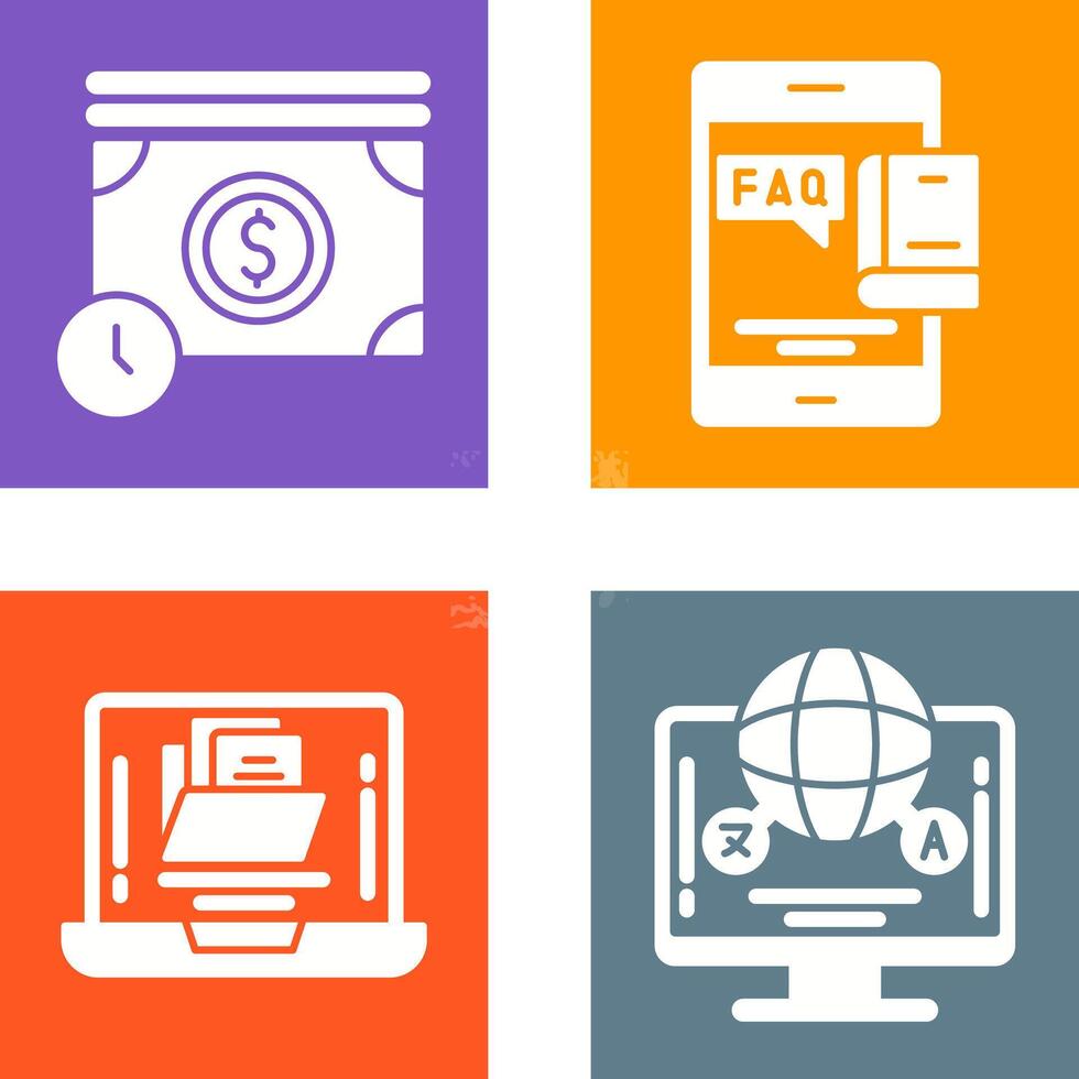 Time is Mony and Faq Icon vector