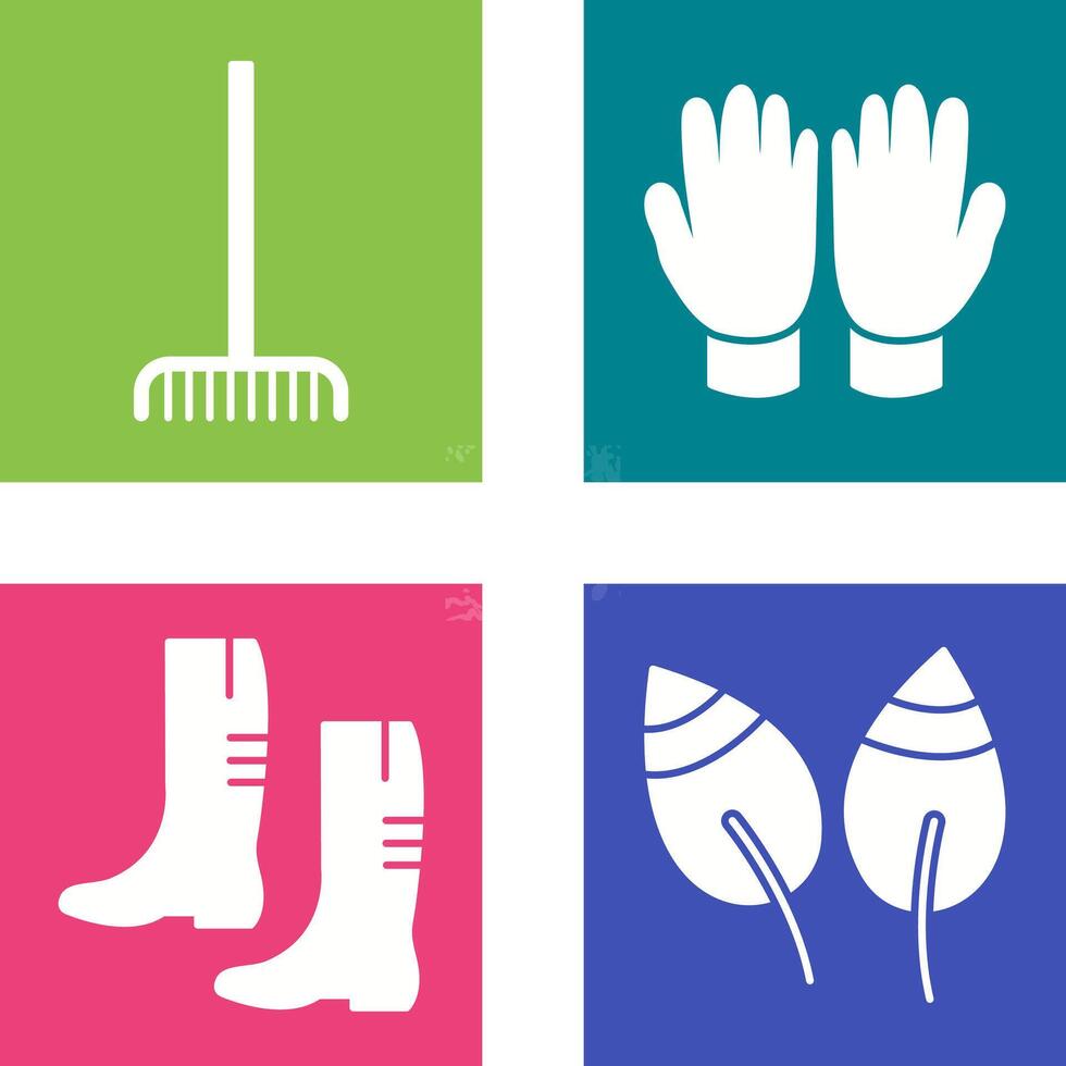 Fork picking Leaves and Gardening Gloves Icon vector