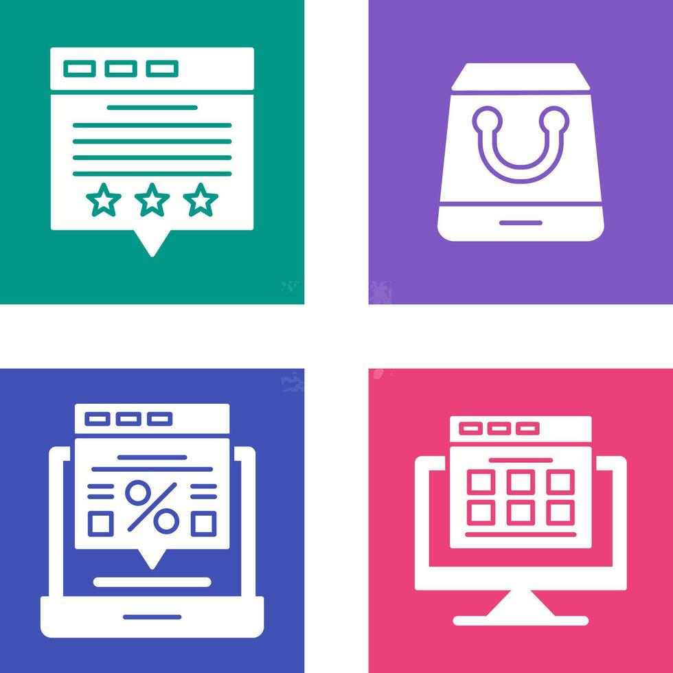 Review and Shopping Bag Icon vector
