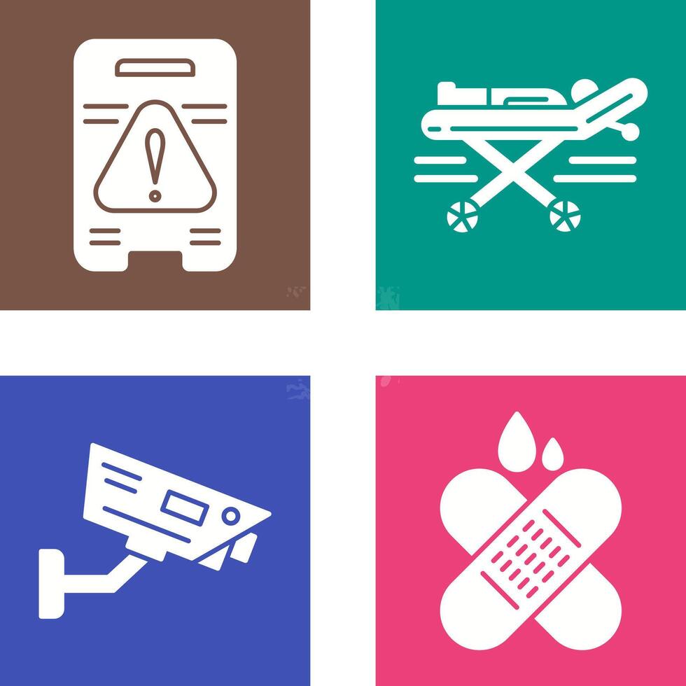 Caution Sign and Stretcher Icon vector