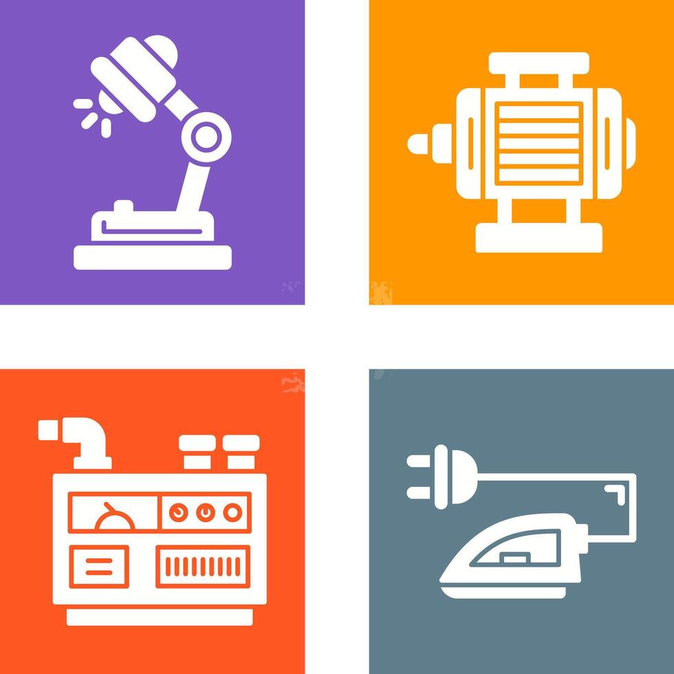Desk Lamp and ELectric Motor Icon vector