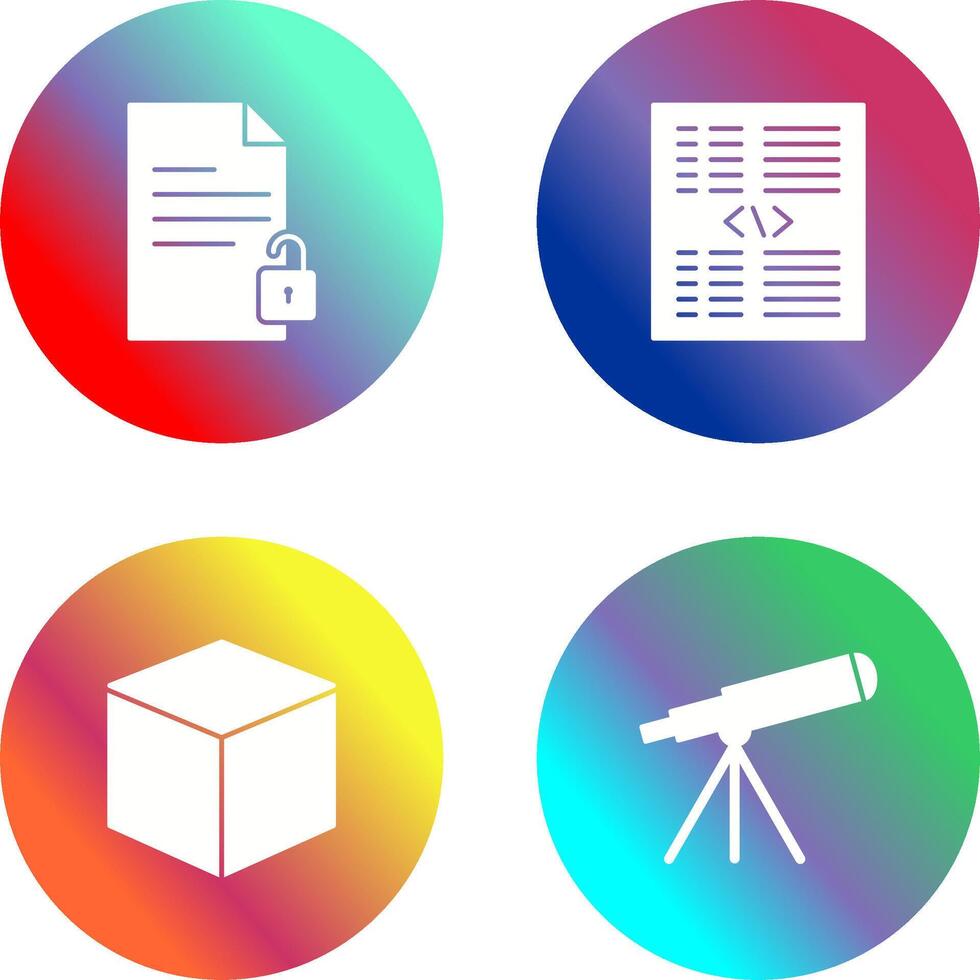 unlock document and piece of code Icon vector