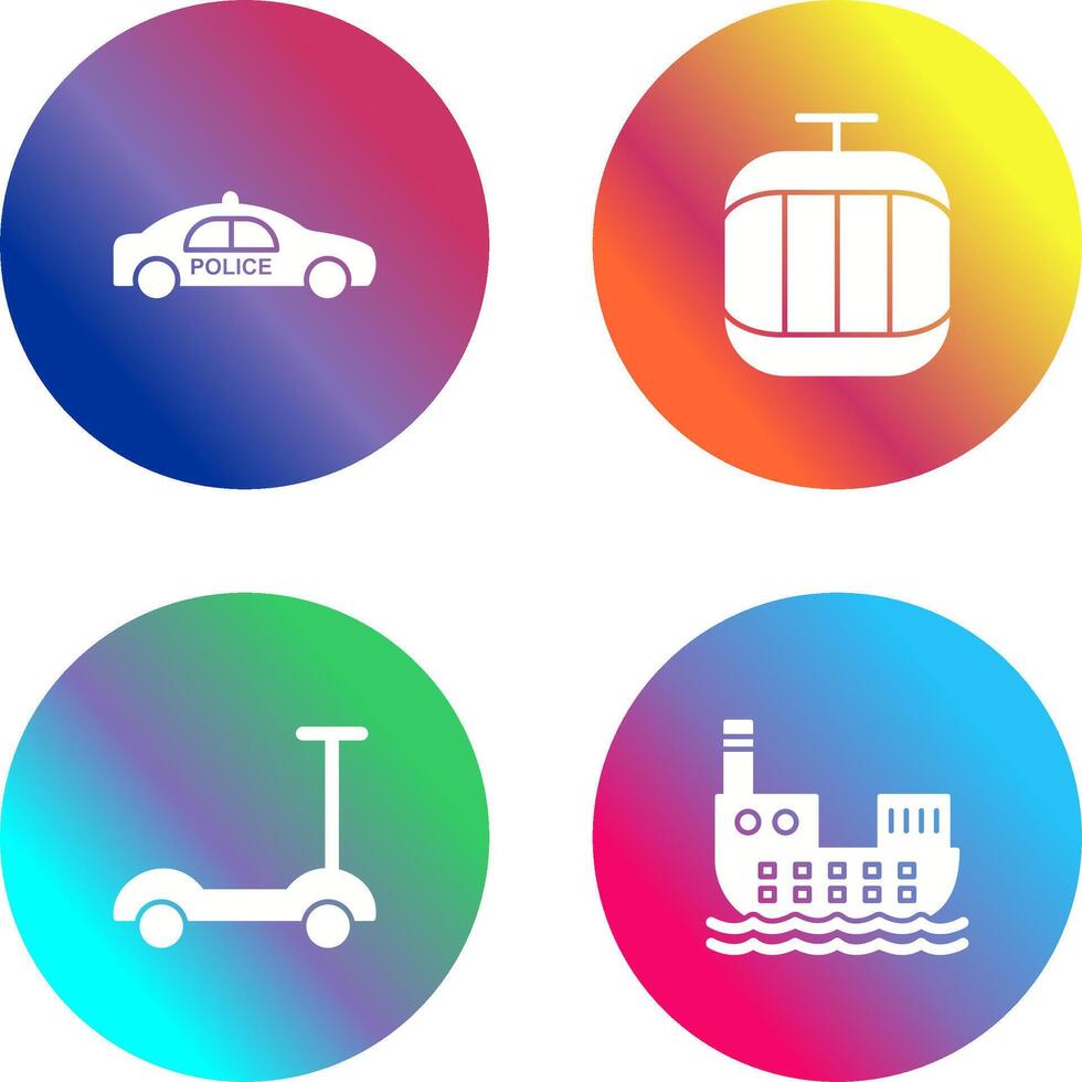 Police Car and Cable Car Icon vector