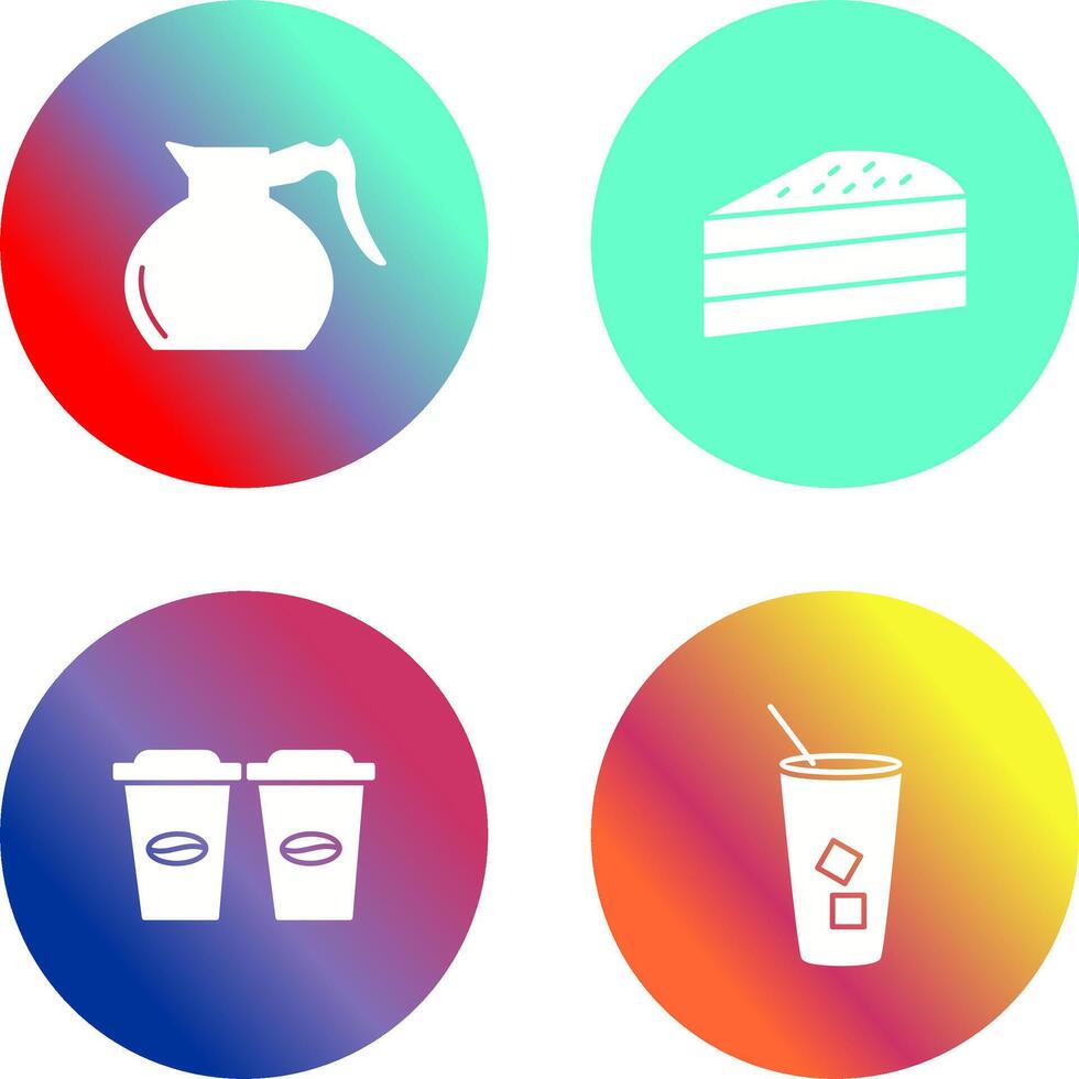 cake slice and coffee pot Icon vector