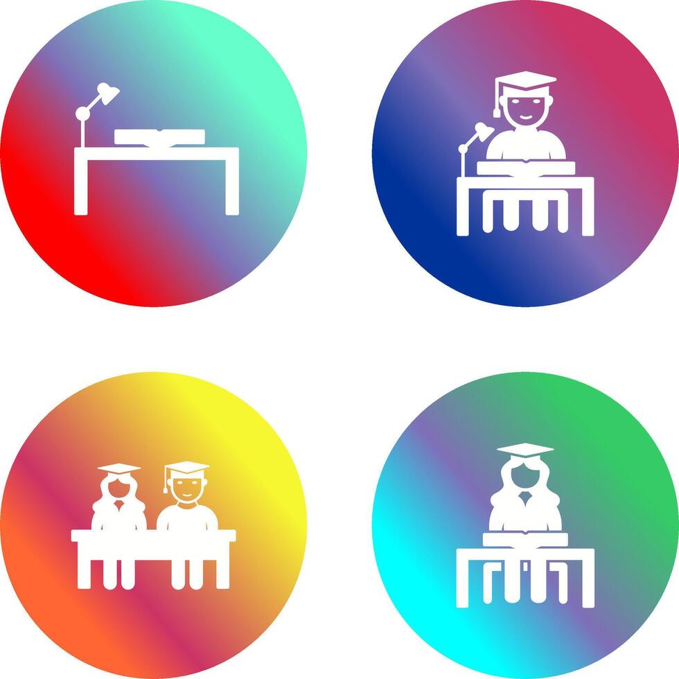 study desk and studying on desk Icon vector