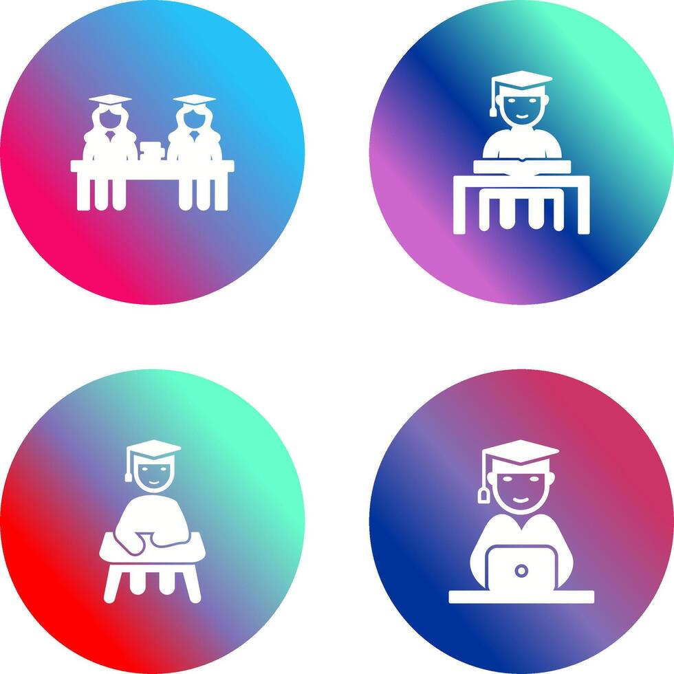 Combined Study and Studying on Desk Icon vector
