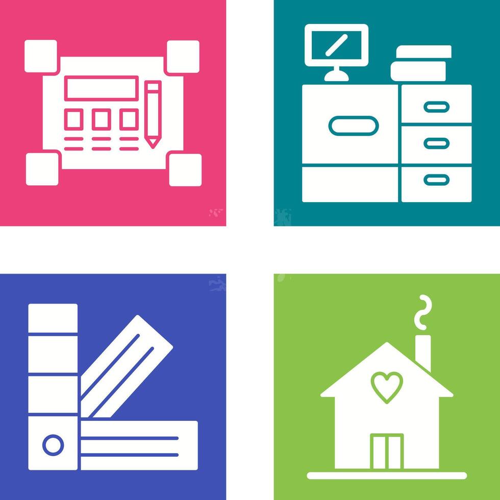 Blueprint and Desk Icon vector