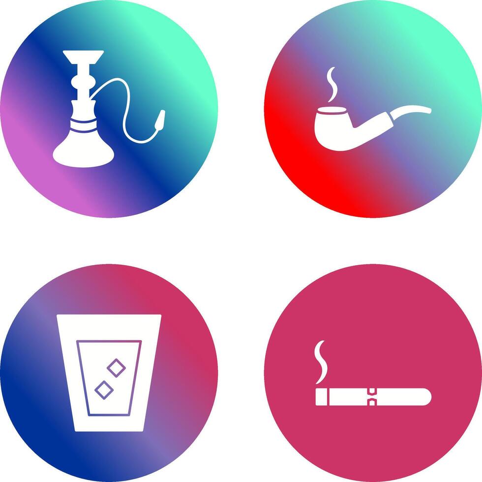 hookah and lit smoking pipe Icon vector