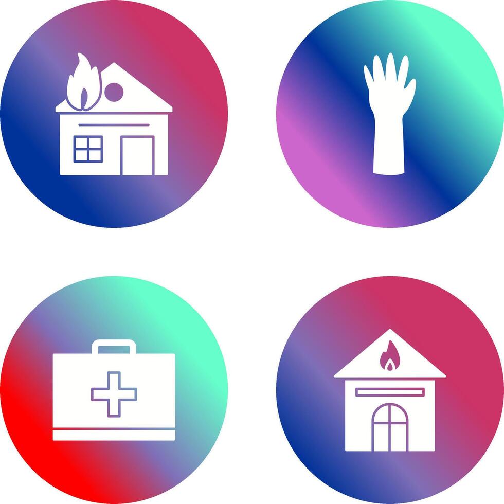 house on fire and gloves Icon vector