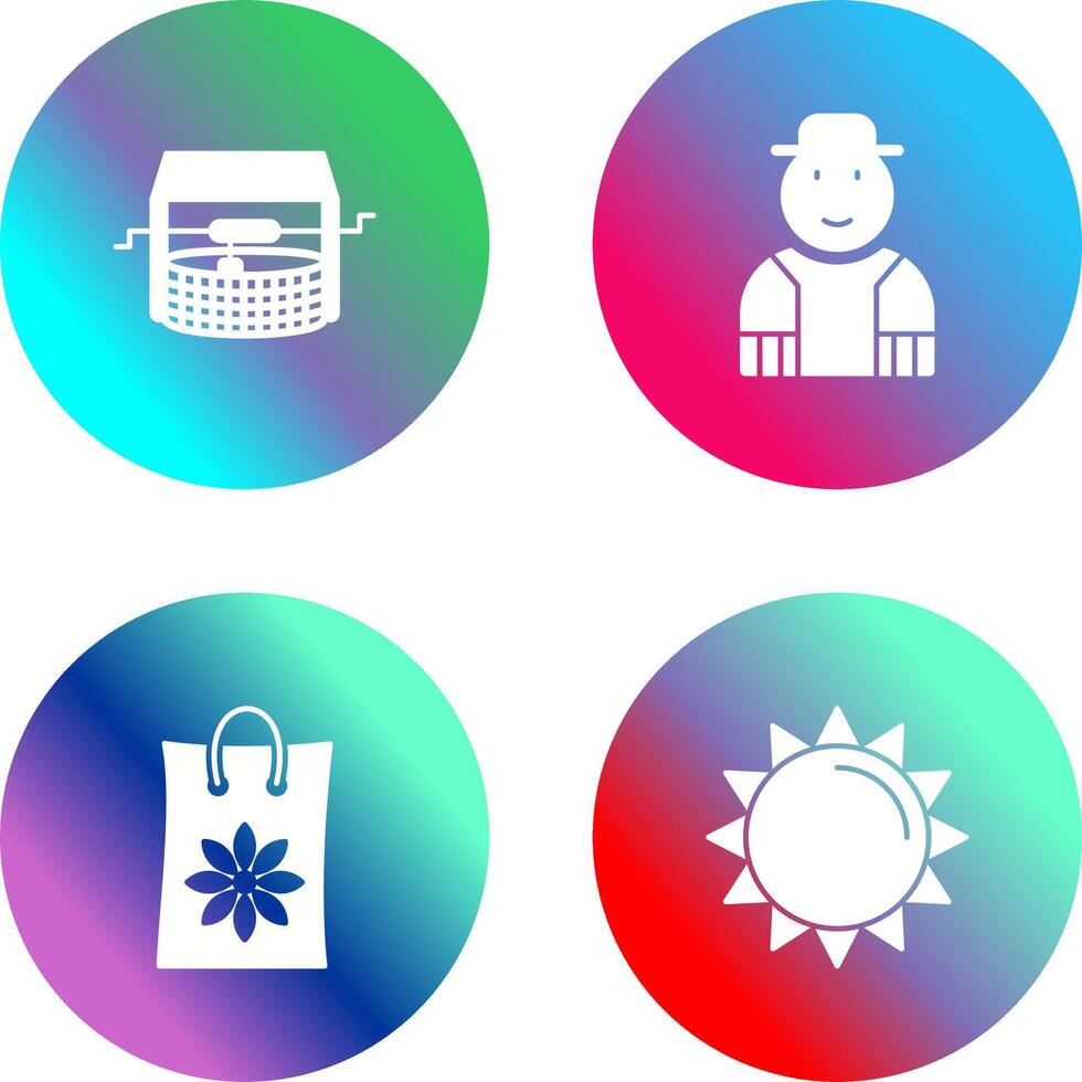 Watwer Well and Gardener Icon vector