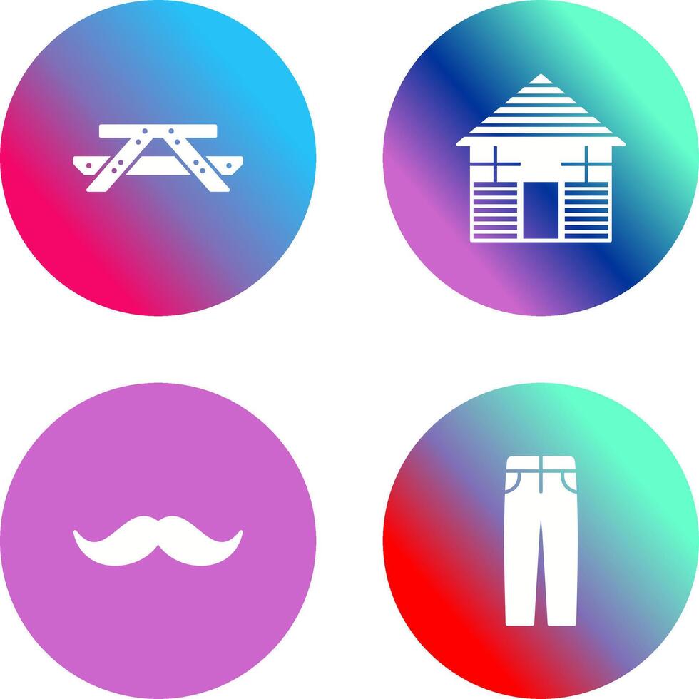 Picnic of Table and Wood Cabin Icon vector