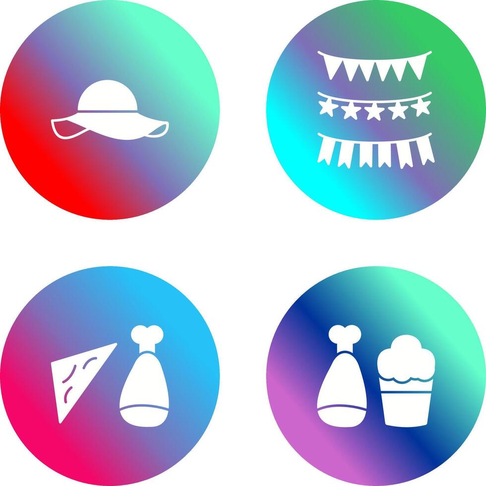 Garlands and Woman Hat Icon vector