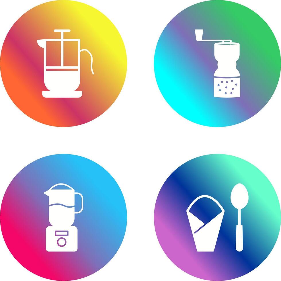 french press and coffee grinder Icon vector