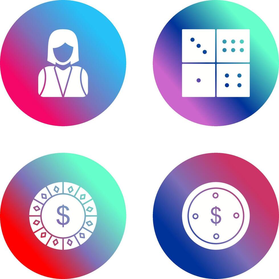 elegant lady and domino game Icon vector