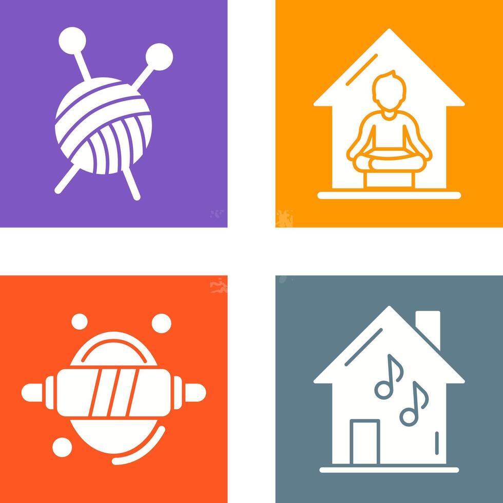 Knitting and Yoga At home Icon vector