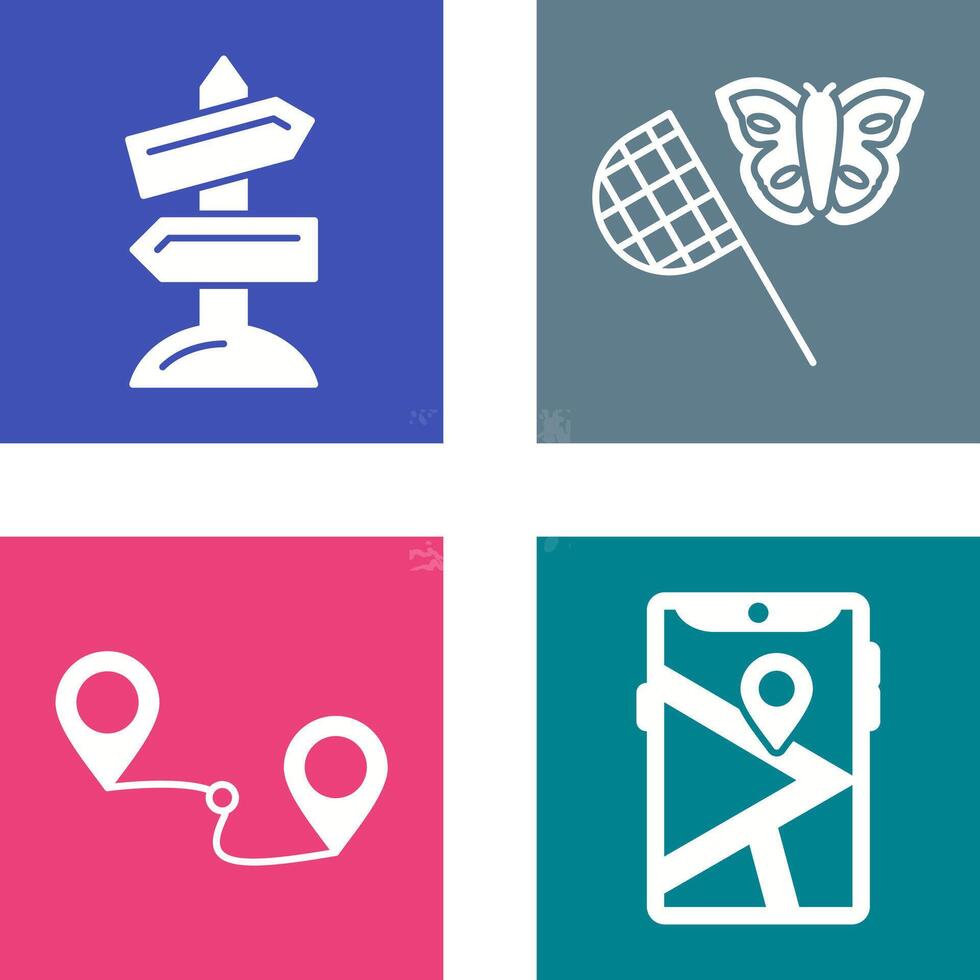 Butterfly Catcher and Road Sign Icon vector