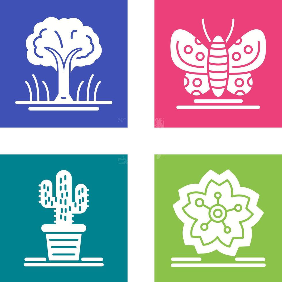 árbol y mariposa icono vector